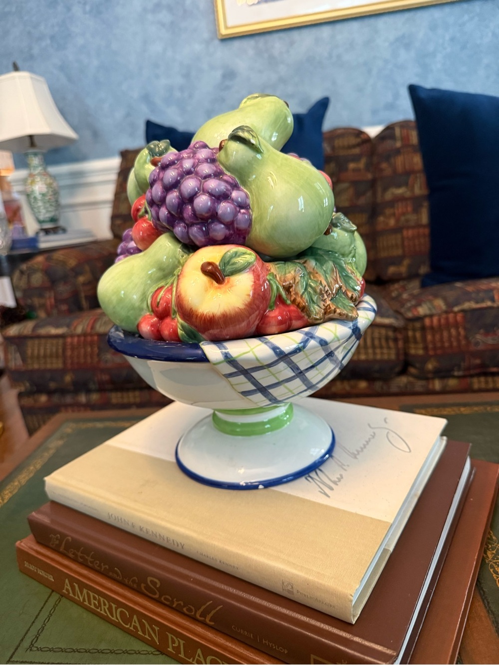 Bella Casa by GANZ Large Ceramic Fruit Bowl Centerpiece, great condition!